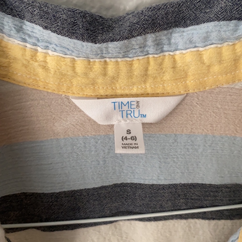 Time And Tru Striped Button Down Relaxed Shirt. - image 4
